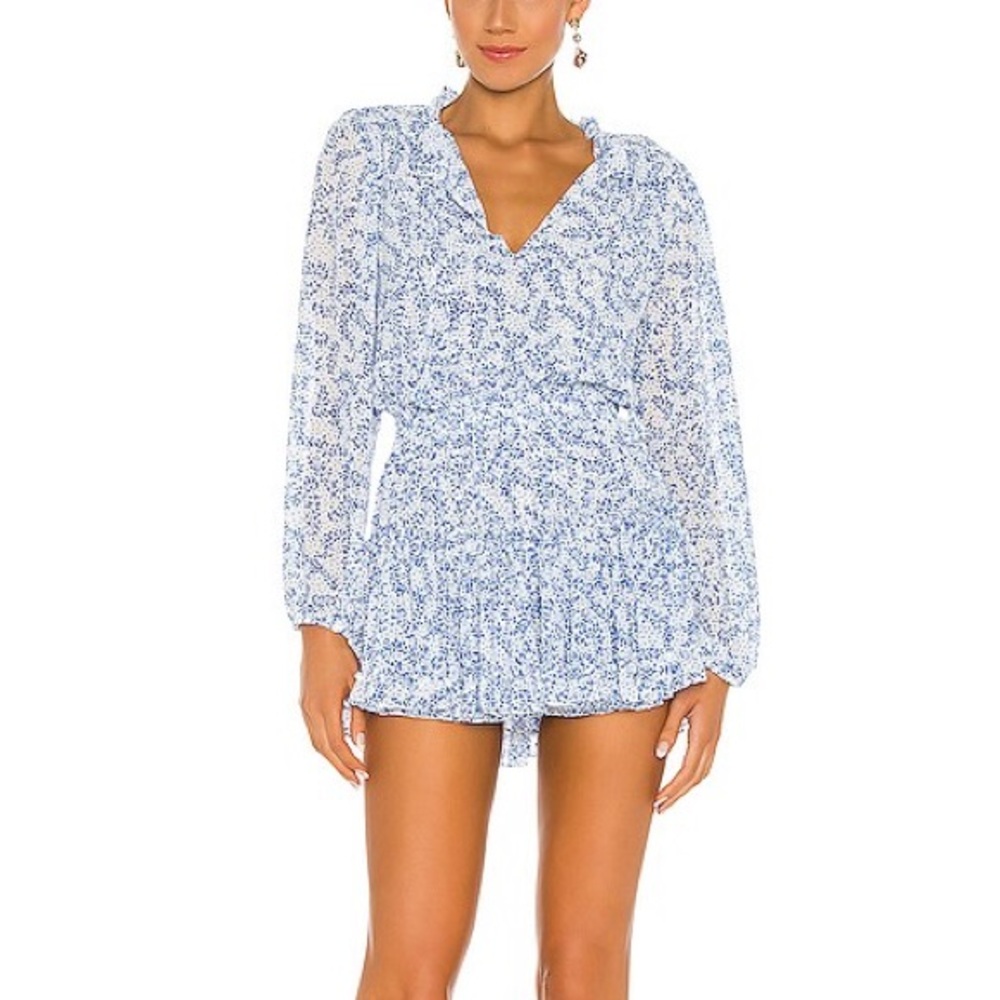 Misa Los Angeles Lorena Mini Dress in Blue Petals
